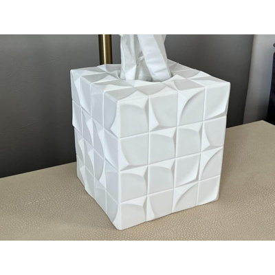Embossment Unique Cube Design Tissue Box Cover Modern Room Accessories Decor