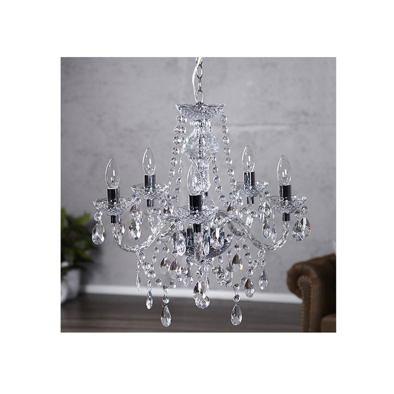 5 - Light Candle Style Chandelier, Translucent