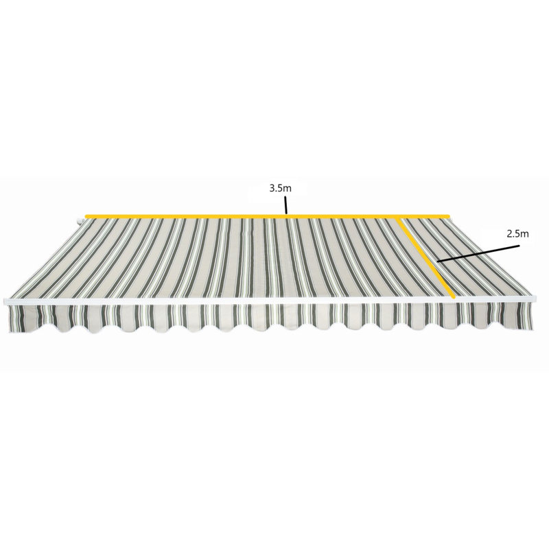 Aayisha Outdoor Cover Retractable Patio Awning, 350cm W x 250cm D, Grey/White