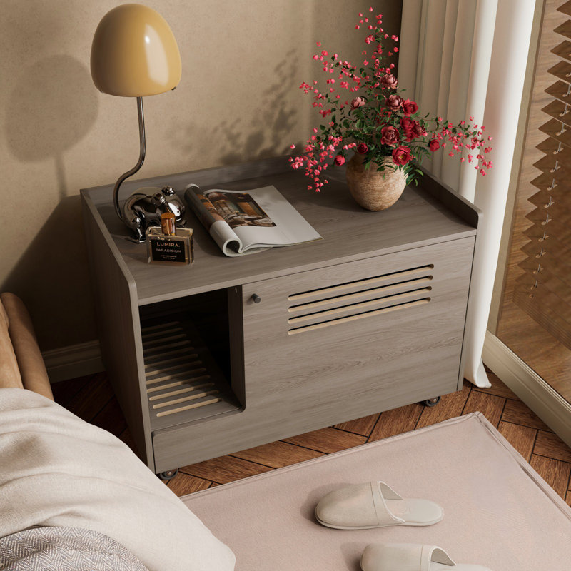 Storage Cabinet Bench for Living Room, Light Brown