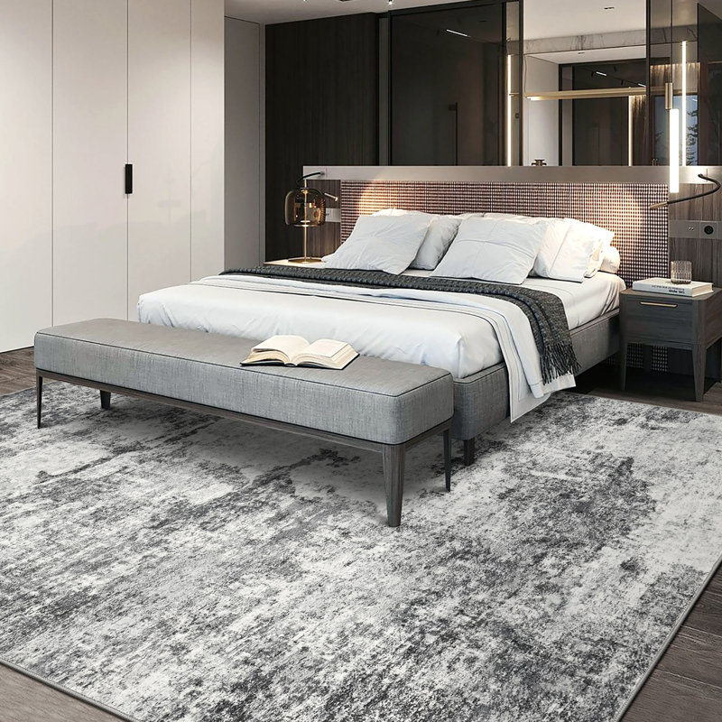 Tapis lavable résistant aux taches Dagmar, Rectangulaire 8 pi x 10 pi, Grey
