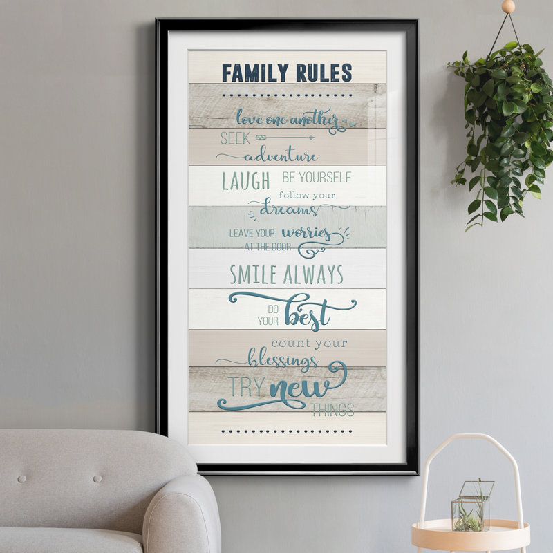 Family Rules - Print, Noir, H 10,5 po x l 18,5 po x P 1,5 po