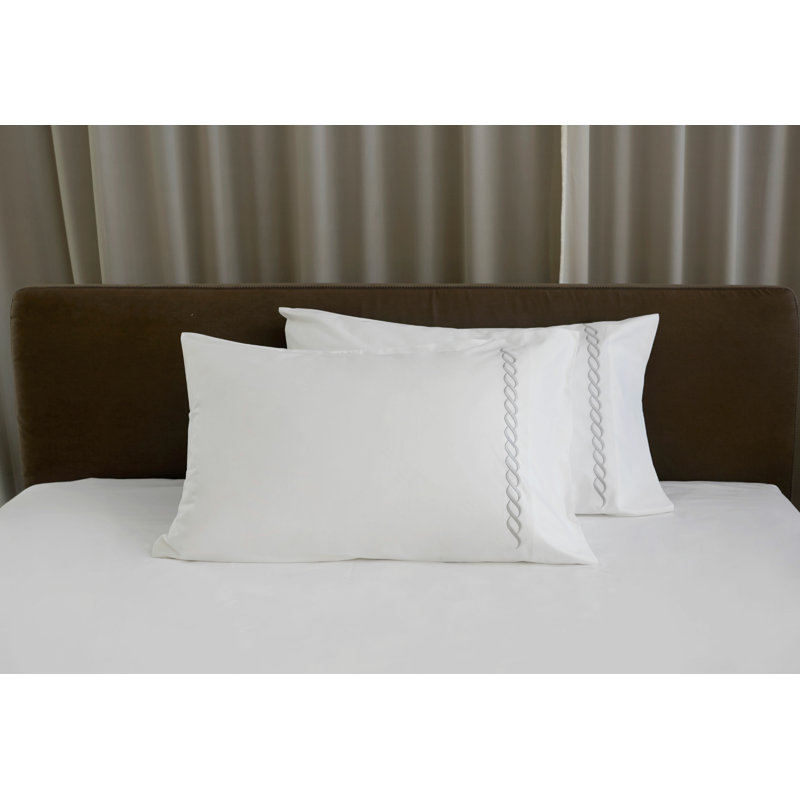 Soffio Percale Pillow Case, White/Dark Pearl, King Pillow Case