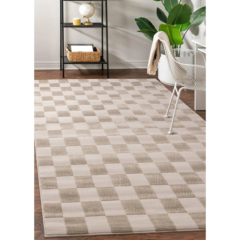 Tapis à petits carreaux Amabilia, Rectangle 7 pi 10 po x 10 pi 6 po