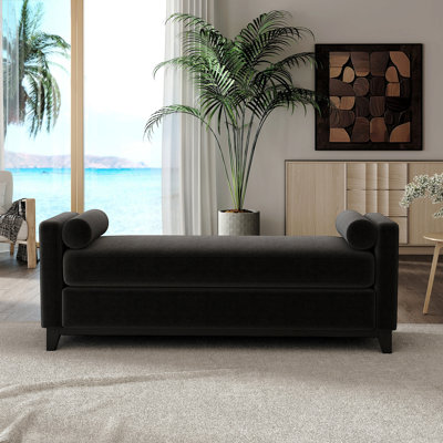 Lit de jour / banc en molleton Sherpa, pieds en bois massif avec coussins - beige