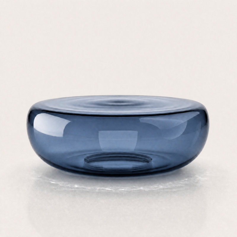 Table basse en verre transparent, Grand (l 26 po x P 26 po x H 11 po), Bleu acier