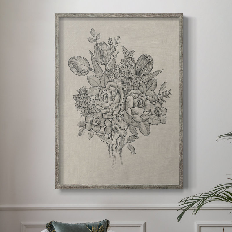 Floral Bouquet II, reproduction encadrée - bois massif, H 30 po x l 24 po