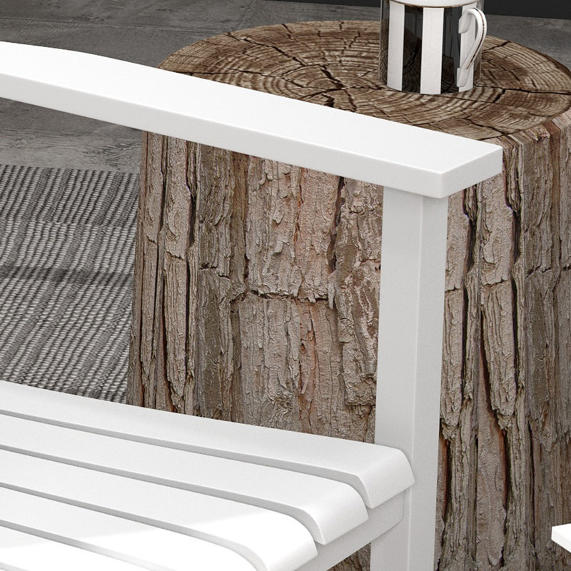 Outdoor Rocking Chair Set Of 2 With Side Table, Patio Wooden Rocking Chair With Smooth Armrests, High Back For Garden, Balcony, Porch, Supports Up To 352 Lbs.