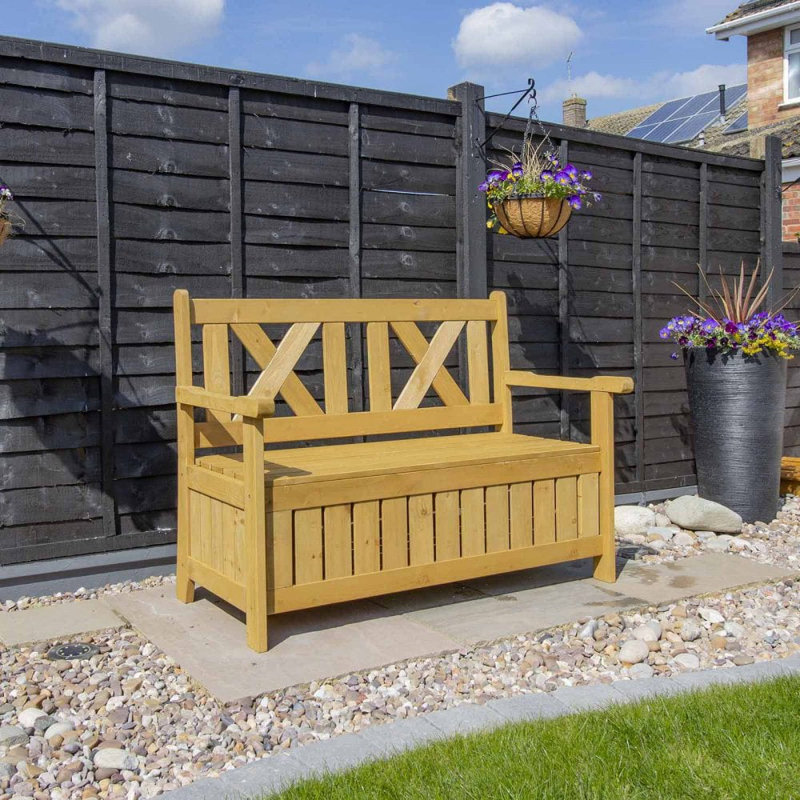 Wooden Under Seat Storage Bench, Natural