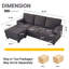 Canapé en L 86 po avec organiseur d'accoudoirs, canapés à 3 places avec repose-pieds mobile, canapé modulaire confortable avec coussin épais, canapés modulaires en lin-125907009