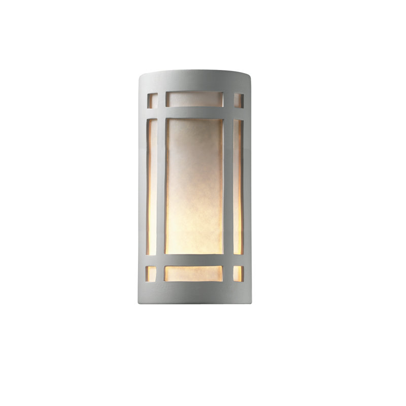 Abtal Ceramic Wall Light, Incandescent, Bisque, 21" H x 10.75" W x 6.75" D