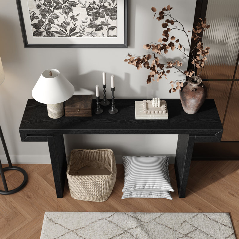 Table d'appoint 60 pouces rustique, style campagnard rustique en bois patiné, noir | Idée de cadeau