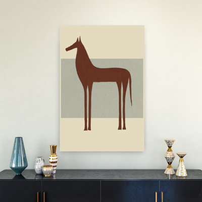 Art mural minimaliste, cheval brun abstrait minimaliste