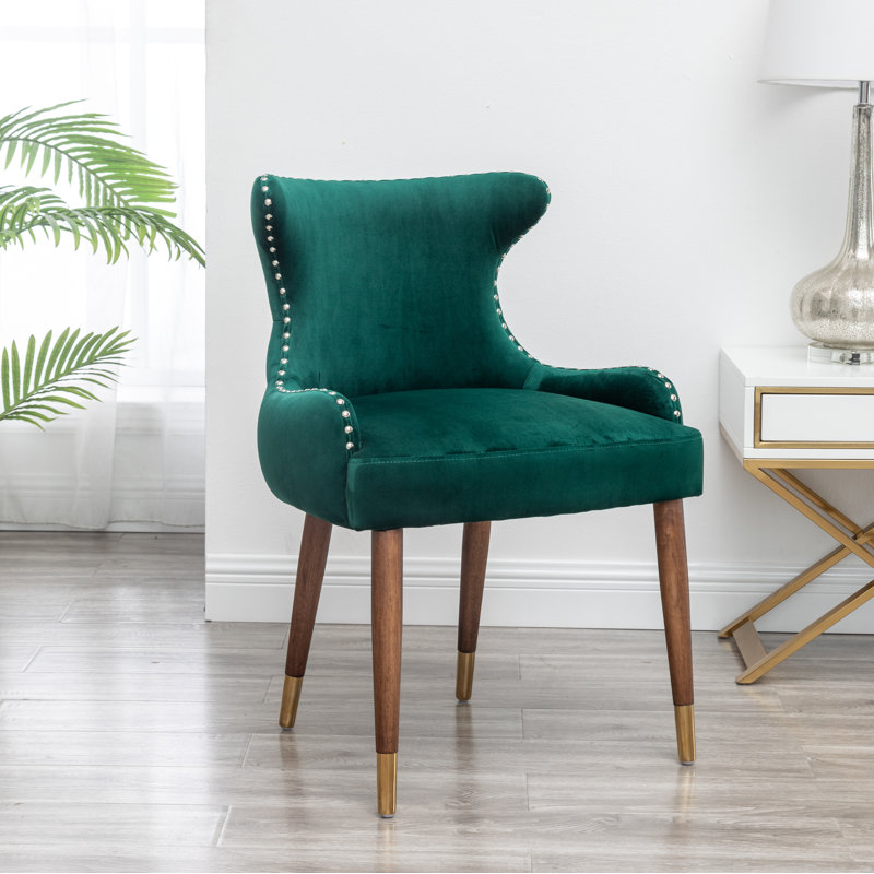 Fauteuil à oreilles en polyester de 24 po de largeur Bilski, Vert