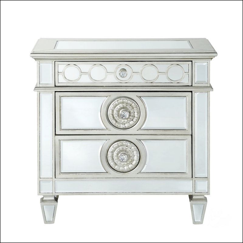 Table de chevet avec 2 tiroirs Glam Luxury, Clair