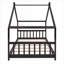 Lit plateforme de style Playhouse, lit simple à deux fonctions Sleep and Play, bois massif de couleur brune pour chambre d'enfant-770709693-770709666