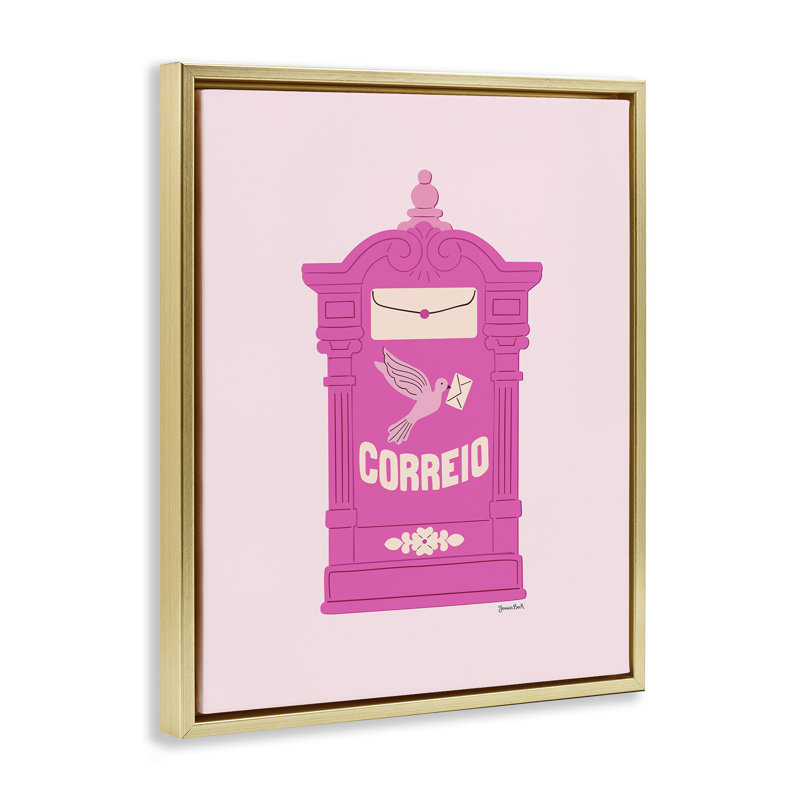 Cadre flottant rose avec boîte aux lettres de style portugais, design par Jessica Beck, H 31 po x l 25 po