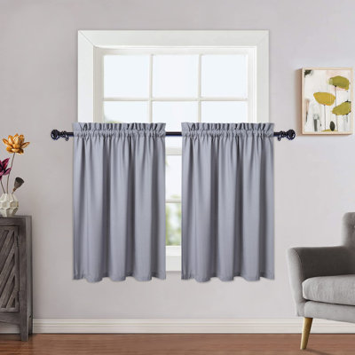 2-Pack Water-Resistant Kitchen Tier Curtains – Rod Pocket Privacy Cafe Curtains, Linen Textured Short Panels – Natural, 30" x 30" for Bathroom, Small Windows