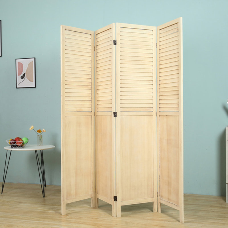 Paravent pliable à 4 panneaux, paravent en bois rustique, Naturel