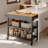 40" Wood Kitchen Island Cart with Two Drawers, Open Storage, Towel Rack, Side Hooks and Locking Wheels-435707752