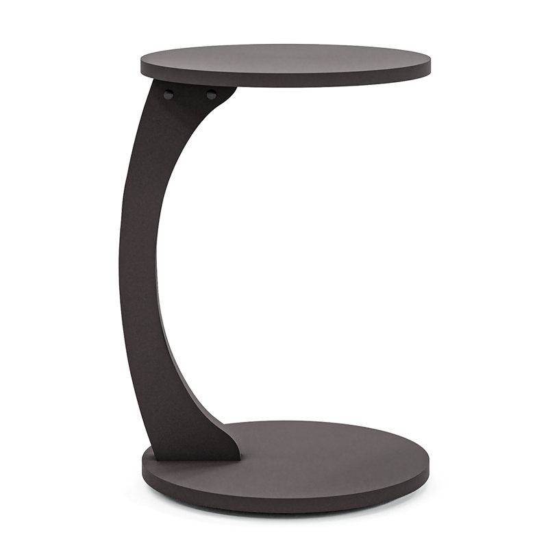 InterGo C-Shaped Round End Table with Rolling Wheels - Side Table Modern Design, Space-Saving Home Decor End Table for Living Room, Depali Coffee Table
