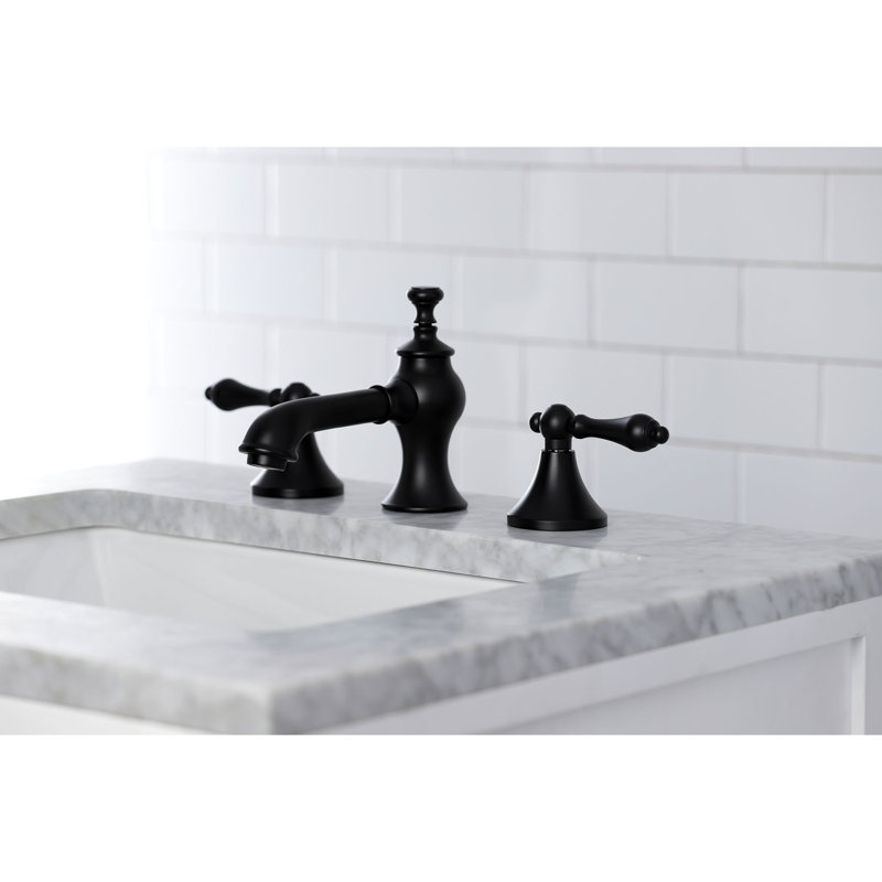 Robinet de salle de bain espacé à deux poignées à fixation sur le comptoir à 3 trous avec bonde escamotable en laiton Kingston