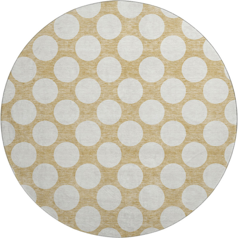 Tapis doré Prisco lavable à la machine de qualité supérieure, Rond 8 pi