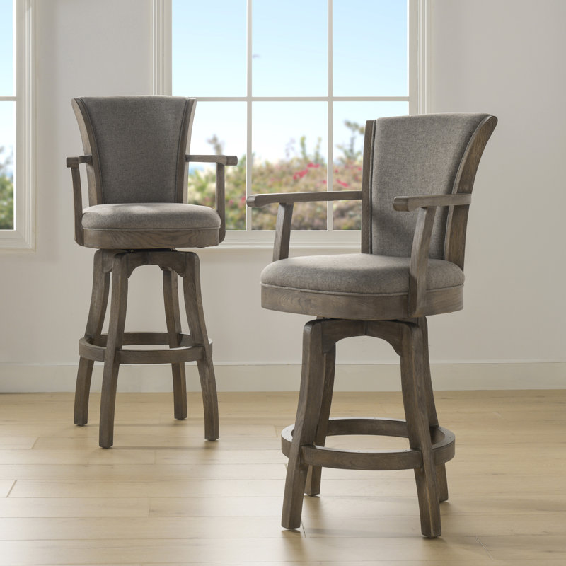 Rangs pivotant, Tabouret de bar (siège d’une hauteur de 31 po), Lin gris chiné