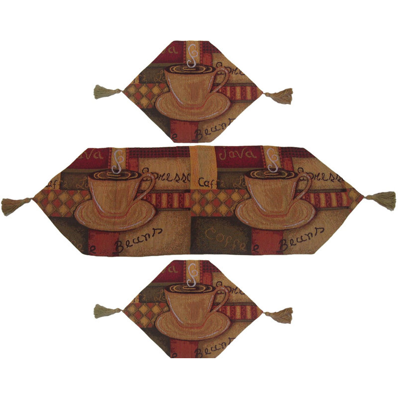 Augusta Smell of Coffee 3 Piece Woven Table Runner Set
