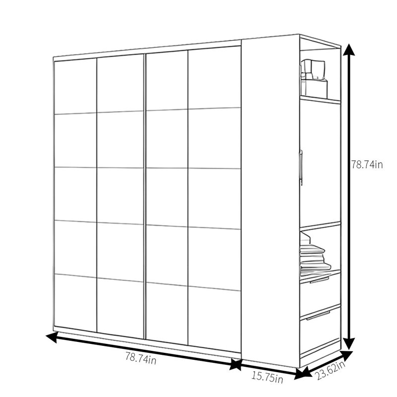 Manzano, H 78,74 po x l 94,49 po x P 23,62 po