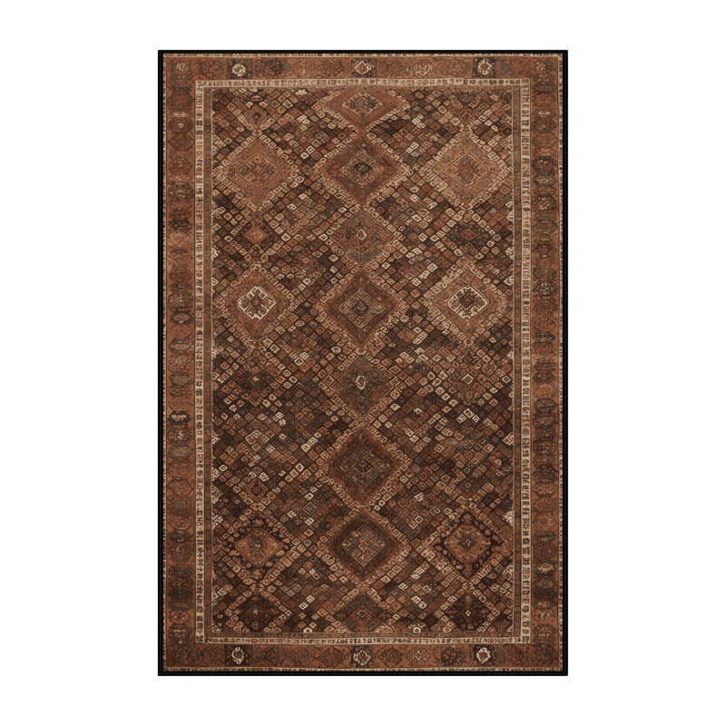 Tapis brun lavable à la machine, Rectangulaire 7 pi x 10 pi