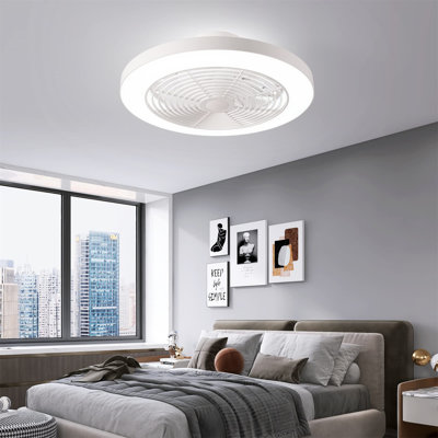 Ventilateur de plafond à DEL standard de 19,7 po avec télécommande / application Jahcure, ventilateur de plafond à profil bas avec lumière, ventilateur de plafond encastré