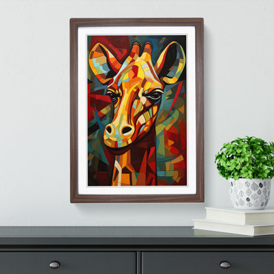 Giraffe Cubism Art - Framed Print