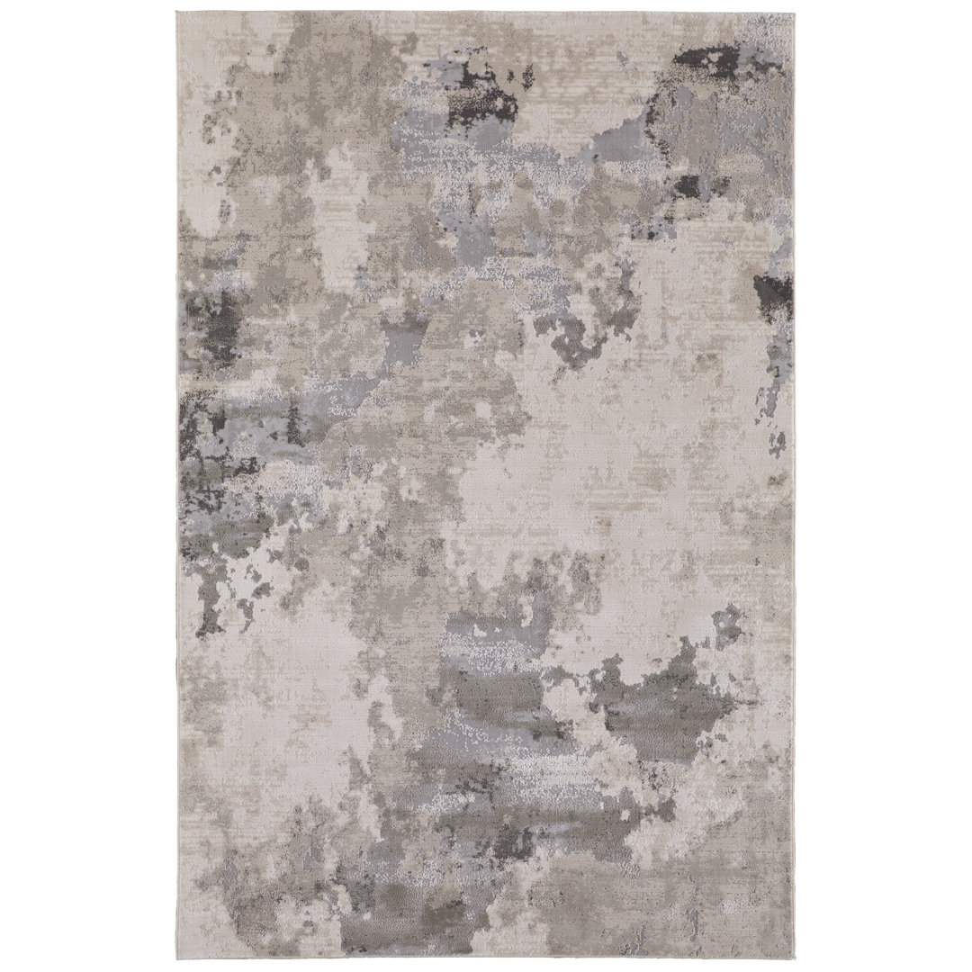 Belen Alexander Contemporary Silver/Gray Abstract Watercolor Rug 17 Stories Rug 