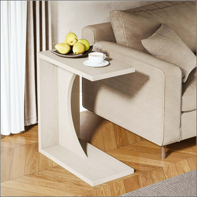 Table d'appoint en forme de C avec pieds réglables