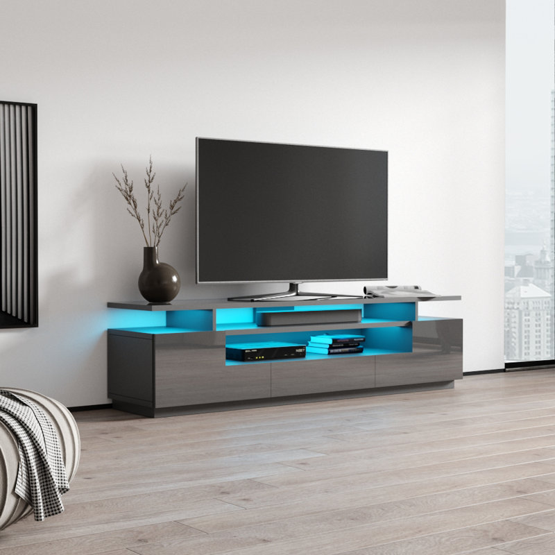 Meuble télé gris Eva, Gris foncé