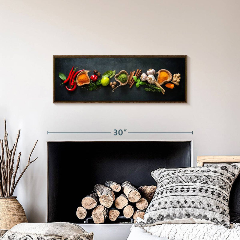 Spices For Cooking, 28" X 10", Floating Frame Walnut