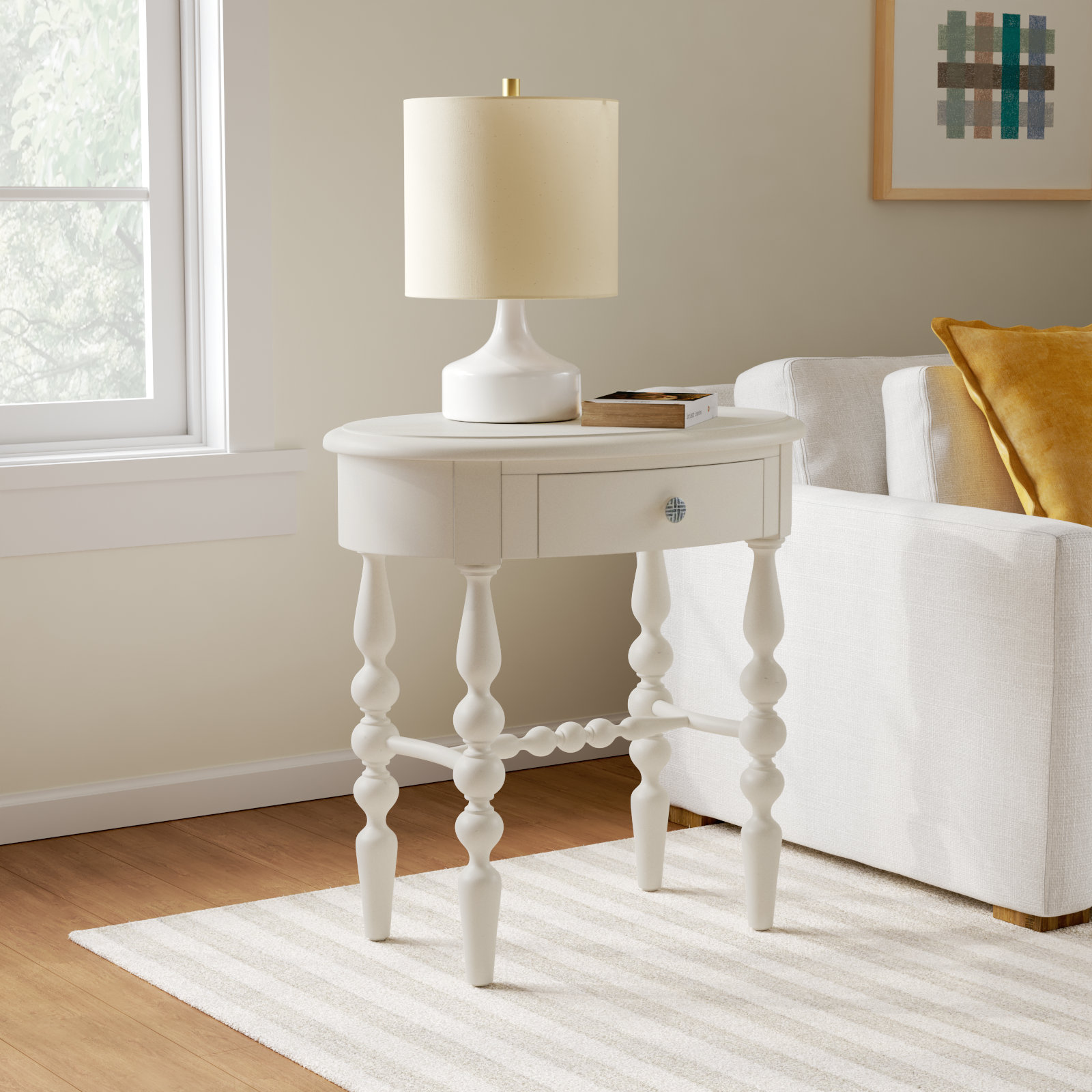 Schlusser End Table with Storage, Dove White