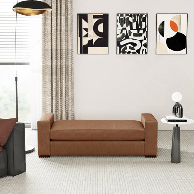 Stylish and Durable Brown Faux Leather Ottoman