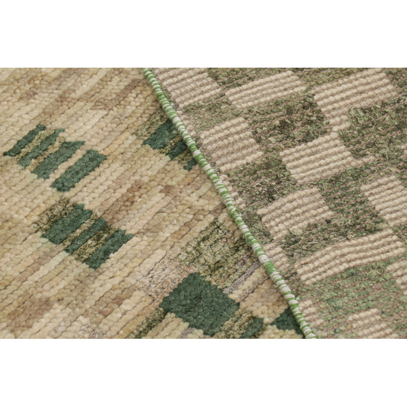 Moroccan Hand Knotted Geometric Area Rug, Rectangle 5' x 8'