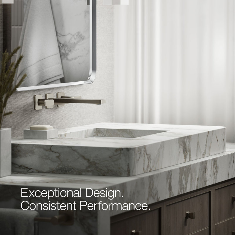 Parallel Wall-Mount Bathroom Sink Faucet Trim, Brushed Nickel