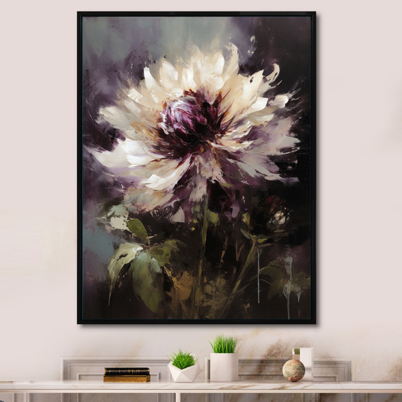 «Purple Lotus Floral Dreams», reproduction sur toile, H 20 po x l 12 po x P 1 po, Cadre flottant noir