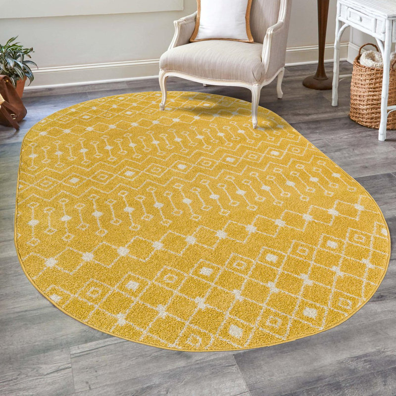 Tapis d'intérieur Somerville, Yellow, Oval 4' x 6'