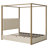 Queen Size Upholstery Canopy Platform Bed With Headboard And Metal Frame-1447790296