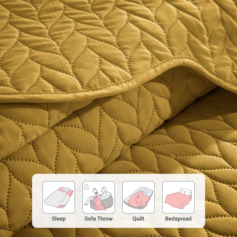 Oxford Microfiber Embossed Lightweight Comforter Set with Pillow Shams, Ochre, Queen Comforter + 2 Standard Shams
