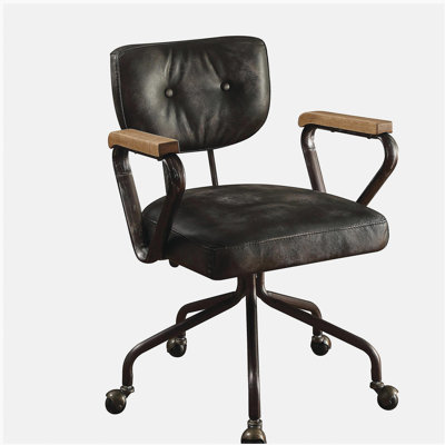 Hallie Vintage Black Top Grain Office Chair