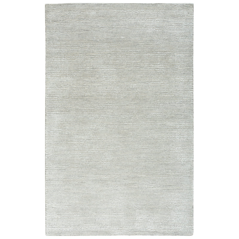 Masanao Hand Tufted Wool/Viscose/Cotton Solid Color Rug in Grey/Ivory, Rectangle 5' x 8'