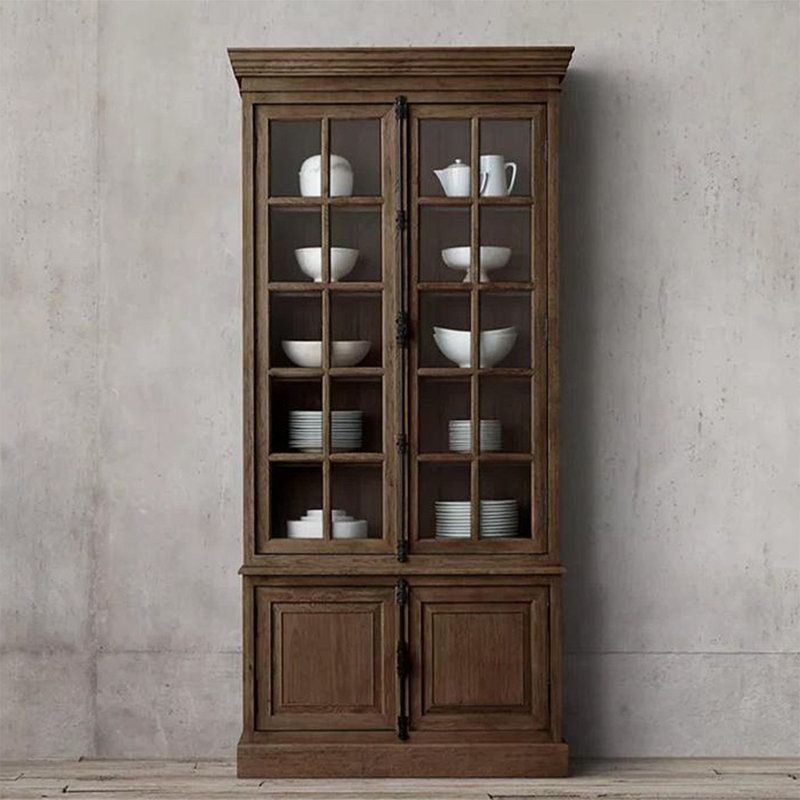American-style vintage display cabinet, Dark Brown