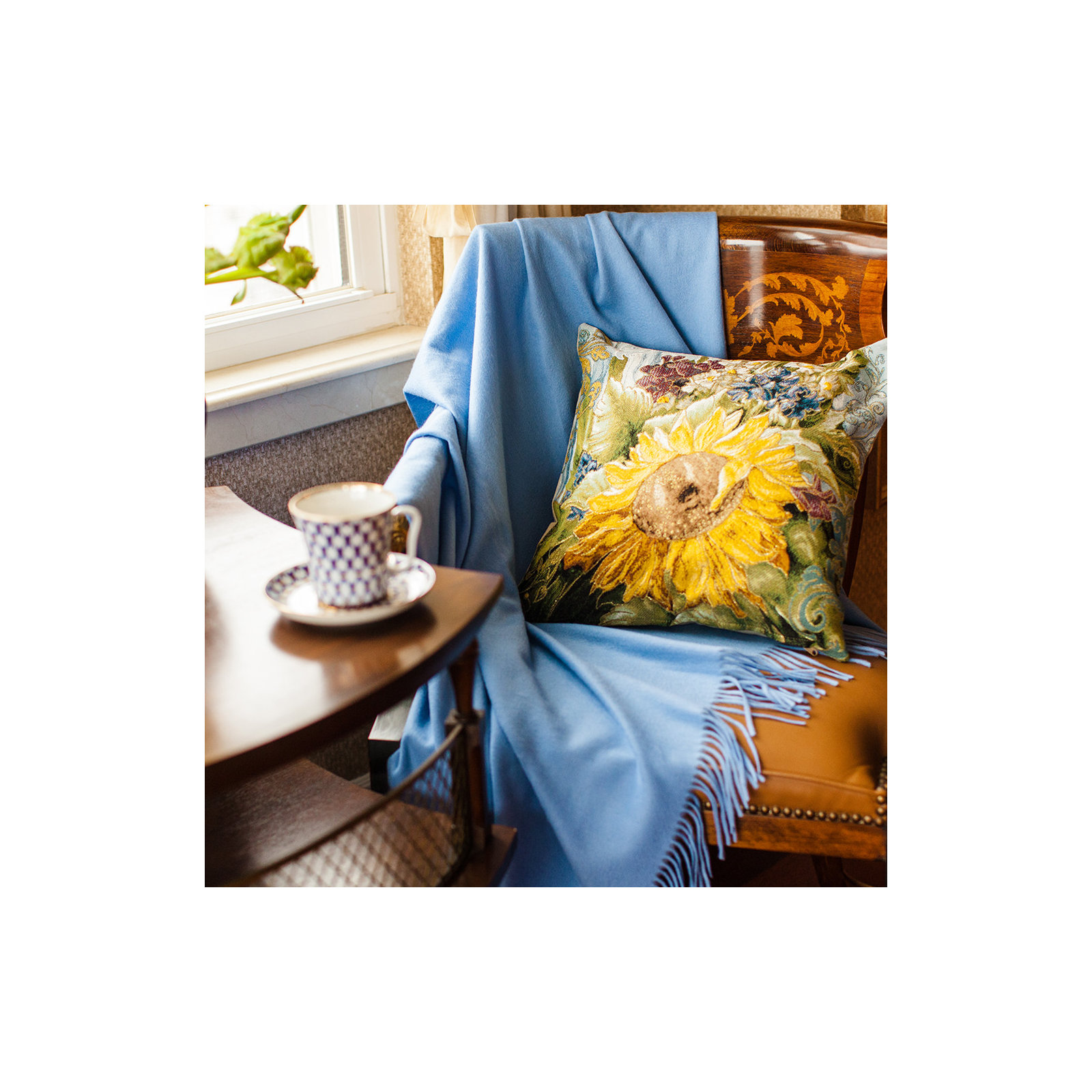 Hudie Quilted Throw Blanket, Carolina Blue