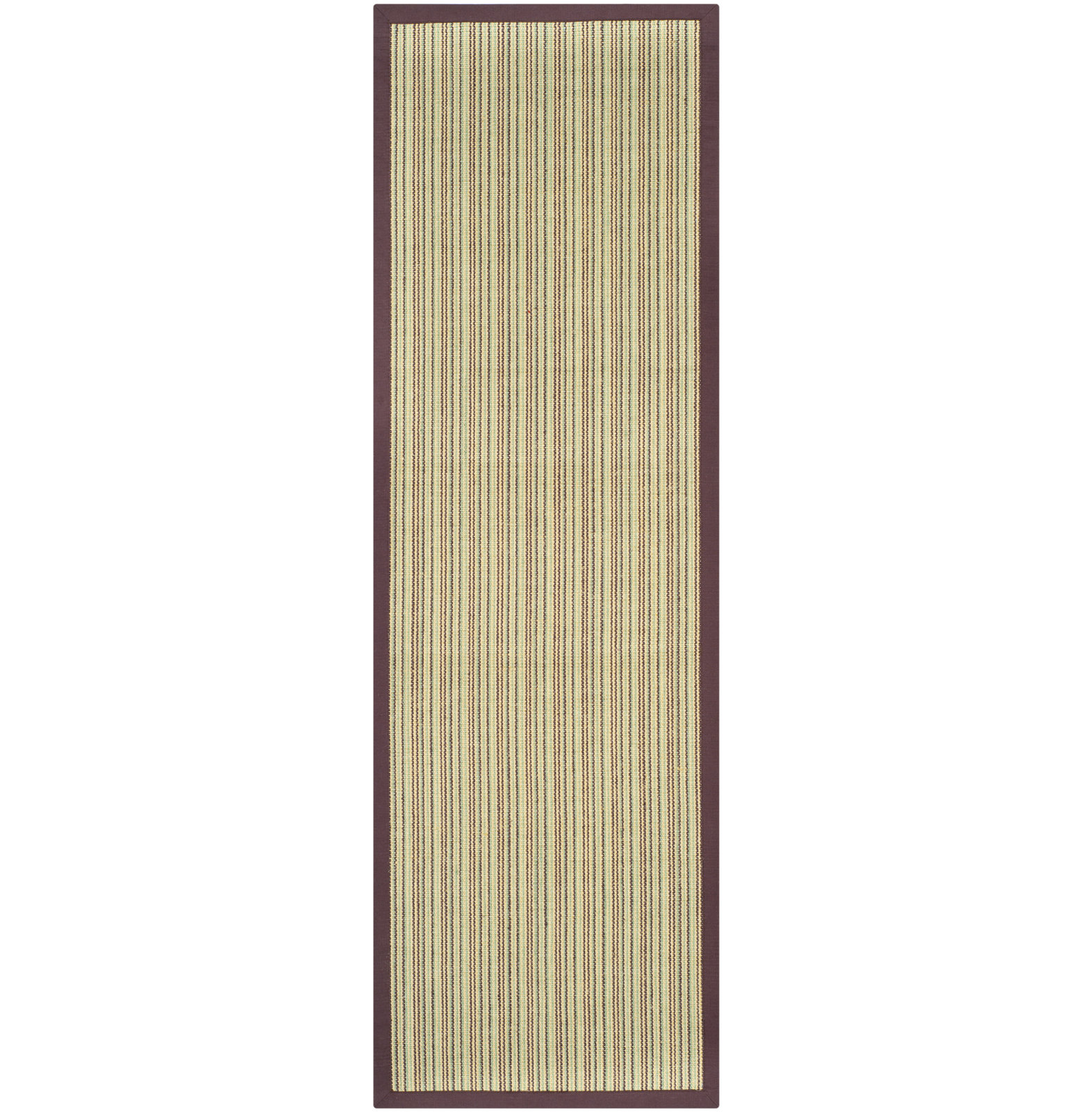 Auckland Striped Sisal Beige/Purple Area Rug, Runner 2'6" x 8'